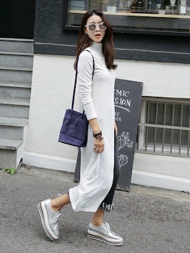 「DHOLIC（ディーホリック）のアイテム（その他シューズ）」を使った、ディーホリックさん（レディース・169cm）の秋コーディネート