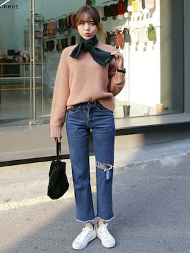 「DHOLIC（ディーホリック）のアイテム（パンツ）」を使った、ディーホリックさん（レディース・166cm）の秋コーディネート