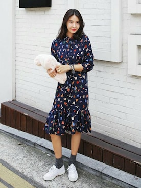 「DHOLIC（ディーホリック）の新作10％OFF（Tシャツ/カットソー）」を使った、ディーホリックさん（レディース・169cm）の秋コーディネート