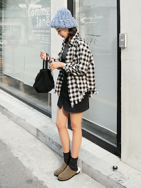 「DHOLIC（ディーホリック）のアイテム（ニットキャップ/ビーニー）」を使った、ディーホリックさん（レディース・164cm）の秋コーディネート