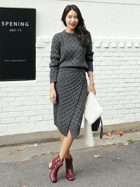 「ラップスカート」｜ディーホリックさん（レディース・169cm）の秋コーディネート