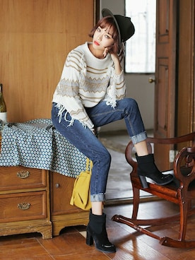 「DHOLIC（ディーホリック）のアイテム（Tシャツ/カットソー）」を使った、ディーホリックさん（レディース・162cm）の秋コーディネート