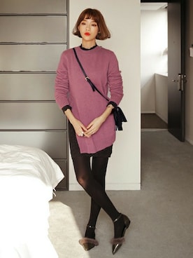 「DHOLIC（ディーホリック）のアイテム（ドレス）」を使った、ディーホリックさん（レディース・162cm）の秋コーディネート