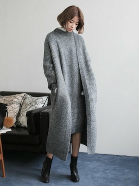 「カシミヤ」｜「アイテム（ワンピース/ドレス）」を使った、ディーホリックさん（レディース・162cm）の秋コーディネート