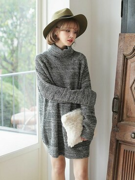 「ファークラッチ」｜「アイテム（ワンピース/ドレス）」を使った、ディーホリックさん（レディース・159cm）の秋コーディネート