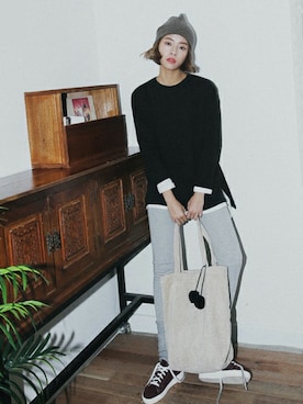 「DHOLIC（ディーホリック）のアイテム（レギンス/スパッツ）」を使った、ディーホリックさん（レディース・162cm）の冬コーディネート