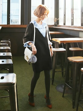 「Vネック」｜ディーホリックさん（レディース・162cm）の冬コーディネート