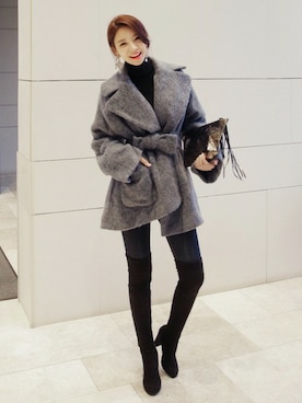 「DHOLIC（ディーホリック）のアイテム（その他アウター）」を使った、ディーホリックさん（レディース・169cm）の冬コーディネート