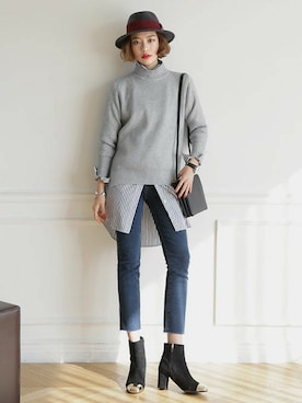 「DHOLIC（ディーホリック）のアイテム（ブーツ）」を使った、ディーホリックさん（レディース・165cm）の冬コーディネート