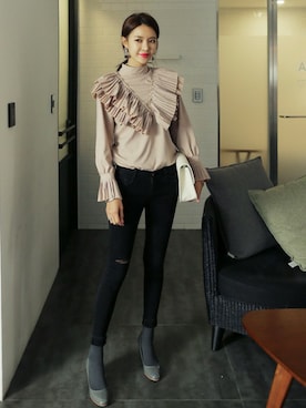 「ドレスシャツ」｜ディーホリックさん（レディース・169cm）の冬コーディネート