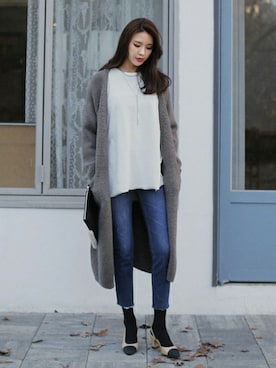 「ロングカーディガン」｜ディーホリックさん（レディース・169cm）の冬コーディネート