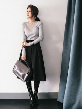 「ブレスレット」｜「アイテム（その他）」を使った、ディーホリックさん（レディース・163cm）の冬コーディネート