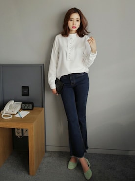 「DHOLIC（ディーホリック）の新作10％OFF（Tシャツ/カットソー）」を使った、ディーホリックさん（レディース・162cm）の冬コーディネート