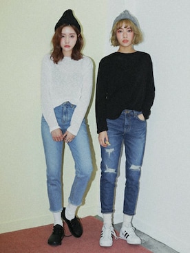 「DHOLIC（ディーホリック）の新作10％OFF（Tシャツ/カットソー）」を使った、ディーホリックさん（レディース・165cm）の冬コーディネート