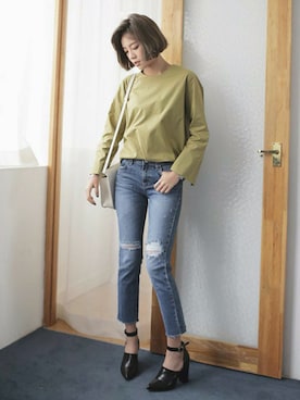 「DHOLIC（ディーホリック）の新作10％OFF（Tシャツ/カットソー）」を使った、ディーホリックさん（レディース・165cm）の冬コーディネート