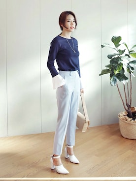 「DHOLIC（ディーホリック）のアイテム（スラックス）」を使った、ディーホリックさん（レディース・169cm）の冬コーディネート