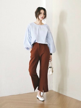 「ラウンドネック」｜ディーホリックさん（レディース・163cm）の春コーディネート