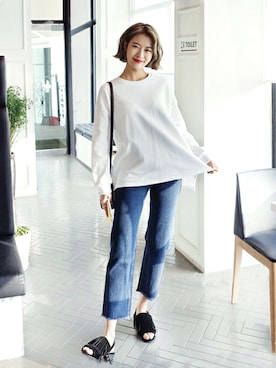 「DHOLIC（ディーホリック）の新作10％OFF（Tシャツ/カットソー）」を使った、ディーホリックさん（レディース・165cm）の春コーディネート