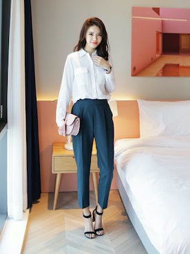 「透けトップス」｜ディーホリックさん（レディース・169cm）の春コーディネート