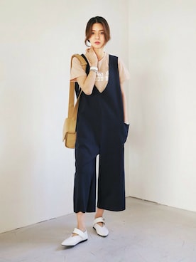 「アイテム（つなぎ/オールインワン）」を使った、ディーホリックさん（レディース・163cm）の春コーディネート