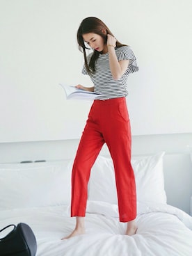 「DHOLIC（ディーホリック）のアイテム（スラックス）」を使った、ディーホリックさん（レディース・163cm）の春コーディネート