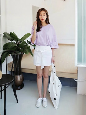 「DHOLIC（ディーホリック）のアイテム（トートバッグ）」を使った、ディーホリックさん（レディース・166cm）の春コーディネート