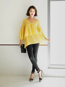 「DHOLIC（ディーホリック）の新作10％OFF（Tシャツ/カットソー）」を使った、ディーホリックさん（レディース・165cm）の春コーディネート