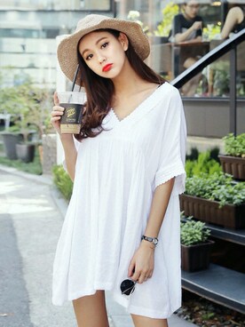 「DHOLIC（ディーホリック）のアイテム（ワンピース/ドレス）」を使った、ディーホリックさん（レディース・160cm）の夏コーディネート