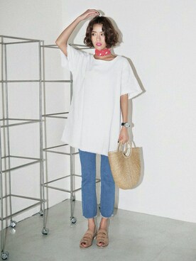 「DHOLIC（ディーホリック）の新作10％OFF（Tシャツ/カットソー）」を使った、ディーホリックさん（レディース・165cm）の夏コーディネート