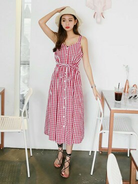 「DHOLIC（ディーホリック）の新作10％OFF（Tシャツ/カットソー）」を使った、ディーホリックさん（レディース・166cm）の夏コーディネート