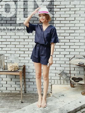 「summer」｜「アイテム（オールインワン・サロペット）」を使った、ディーホリックさん（レディース・165cm）の夏コーディネート