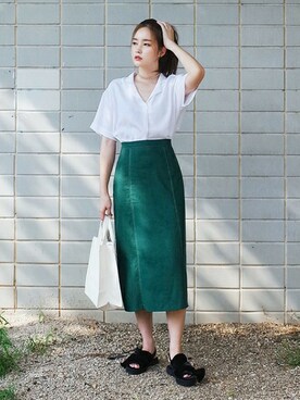 「DHOLIC（ディーホリック）の新作10％OFF（Tシャツ/カットソー）」を使った、ディーホリックさん（レディース・162cm）の夏コーディネート