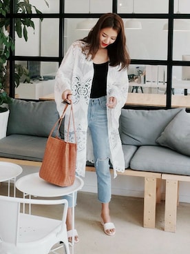 「DHOLIC（ディーホリック）のアイテム（トートバッグ）」を使った、ディーホリックさん（レディース・169cm）の夏コーディネート