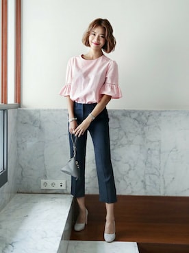 「coordinate」｜「アイテム（スラックス）」を使った、ディーホリックさん（レディース・165cm）の夏コーディネート