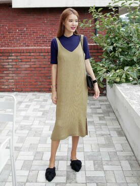「アースカラー」｜「アイテム（ワンピース/ドレス）」を使った、ディーホリックさん（レディース・169cm）の夏コーディネート