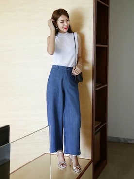 「DHOLIC（ディーホリック）のアイテム（デニムパンツ）」を使った、ディーホリックさん（レディース・169cm）の夏コーディネート