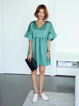 「ミニワンピ」｜ディーホリックさん（レディース・165cm）の夏コーディネート