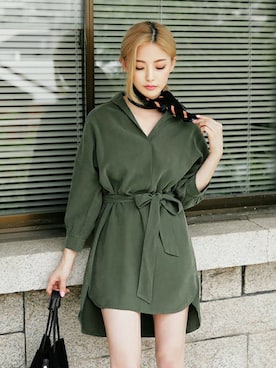 「スキッパーシャツ」｜ディーホリックさん（レディース・159cm）の秋コーディネート