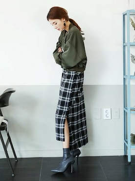 「DHOLIC（ディーホリック）のアイテム（ブルゾン）」を使った、ディーホリックさん（レディース・163cm）の秋コーディネート