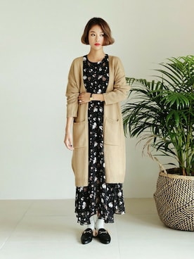 「ロングカーディガン」｜ディーホリックさん（レディース・165cm）の秋コーディネート