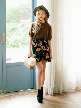 「アンゴラニット」｜ディーホリックさん（レディース・159cm）の秋コーディネート