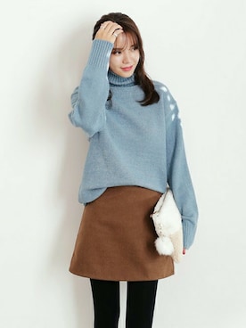 「DHOLIC（ディーホリック）のアイテム（Tシャツ/カットソー）」を使った、ディーホリックさん（レディース・169cm）の秋コーディネート