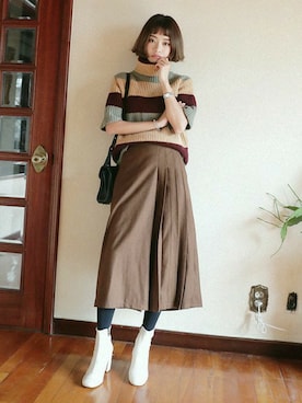 「DHOLIC（ディーホリック）のアイテム（パンツ）」を使った、ディーホリックさん（レディース・165cm）の秋コーディネート