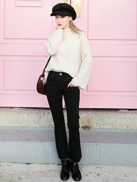 「DHOLIC（ディーホリック）のアイテム（キャスケット）」を使った、ディーホリックさん（レディース・160cm）の冬コーディネート