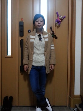 「TOMMY HILFIGER（トミーヒルフィガー）のアイテム（その他アウター）」を使った、mikifuruyaさん（レディース・154cm）の冬コーディネート
