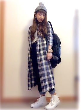 「アイテム（シャツワンピース）」を使った、wakaさん（レディース・148cm・20代）の秋コーディネート