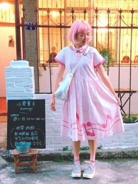 「planet（planet）のアイテム（バッグ）」を使った、劉于瑛さん（レディース・164cm）の秋コーディネート