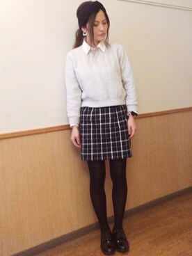 「ショート丈トップス」｜「アイテム（モカシン/デッキシューズ）」を使った、akiさん（レディース・155cm）の秋コーディネート