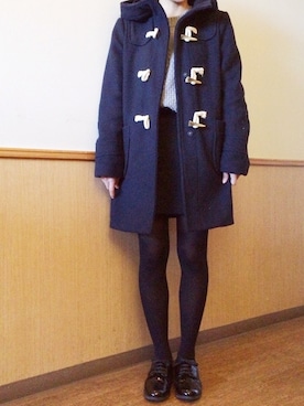 「コクーンスカート」｜「アイテム（ダッフルコート）」を使った、akiさん（レディース・155cm）の秋コーディネート