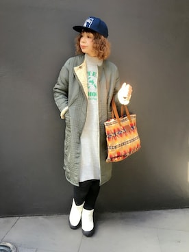 「HYSTERIC GLAMOUR（ヒステリックグラマー）のアイテム（ノーカラージャケット）」を使った、happachinさん（レディース・164cm）の秋コーディネート